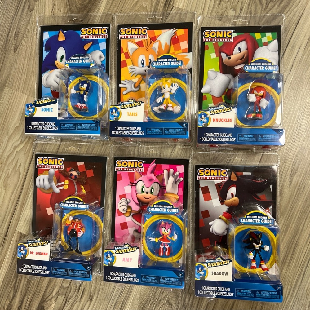 Sonic The Hedgehog Squeezelings Sidekicks FULL SET OF 6 SONIC TAILS AMY SHADOW